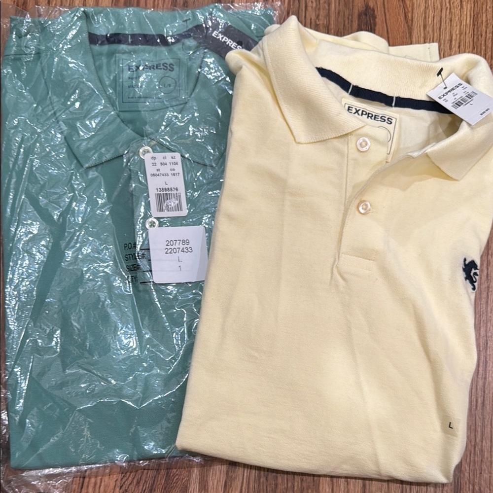 Express Men's Polo Shirts - Yellow and Green